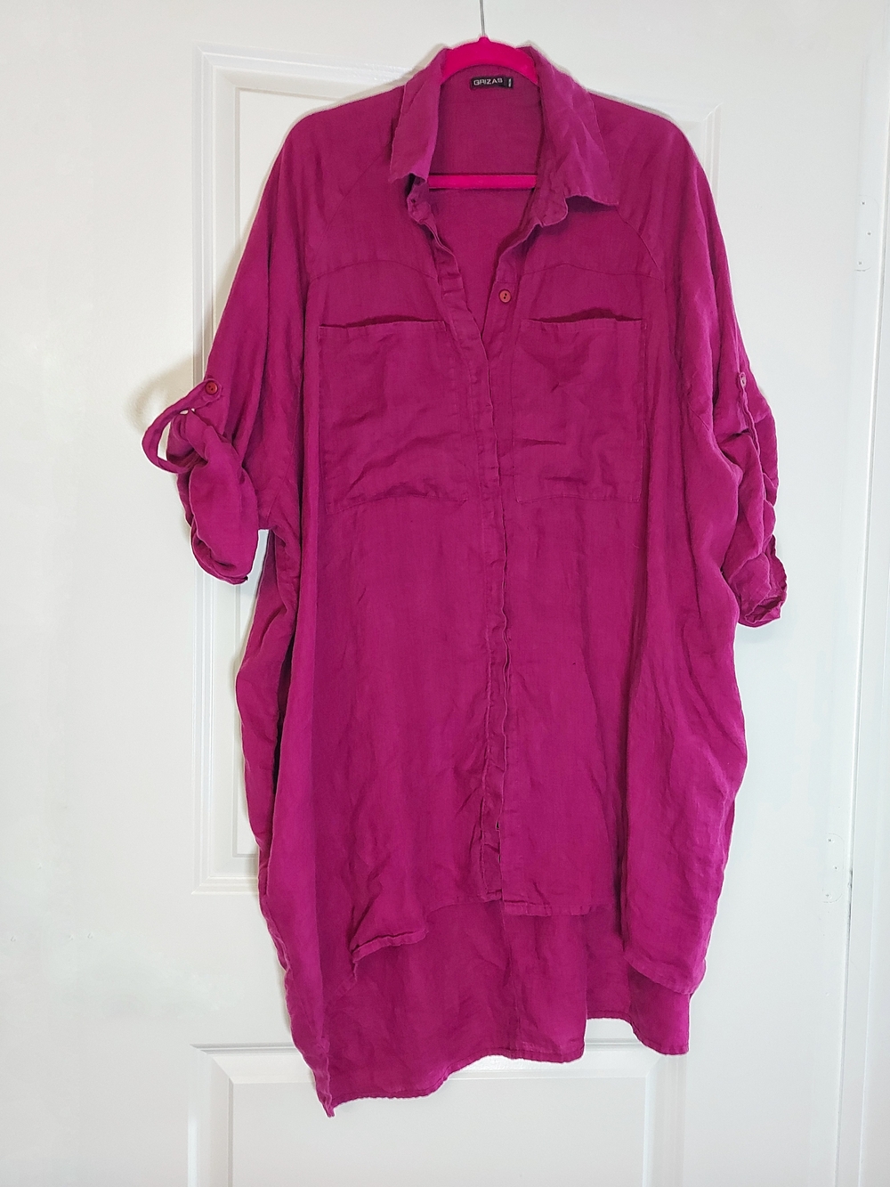 Grizas Asymmetrical Tunic Dress in Fuchsia